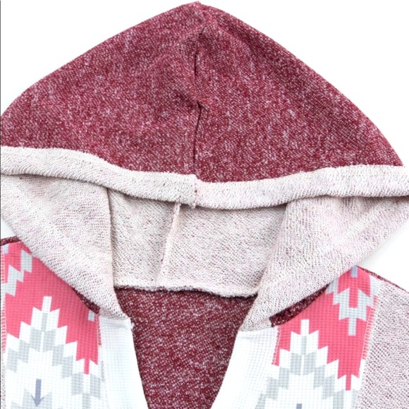 🌵Aztec/Tribal Print Color Block Hooded Sweatshirt Kangaroo Pocket - Picture 10 of 16